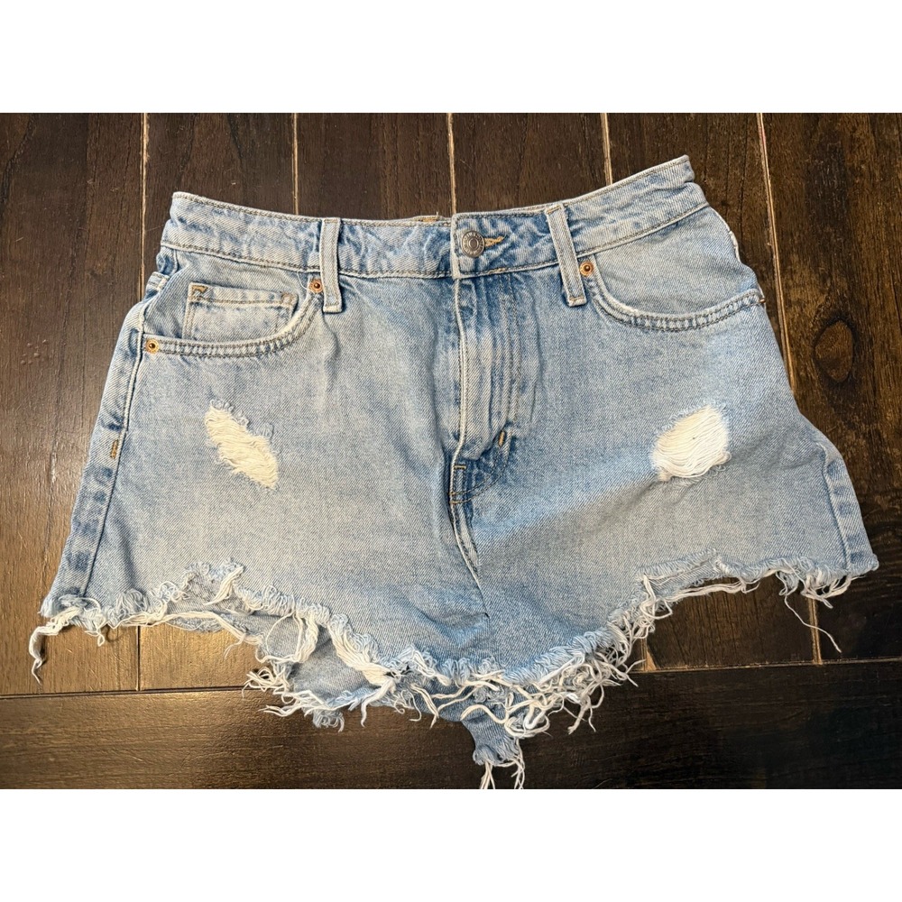 Forever 21 Premium Denim Shorts Womens 21 Light Wash Distressed Frayed Cutoffs